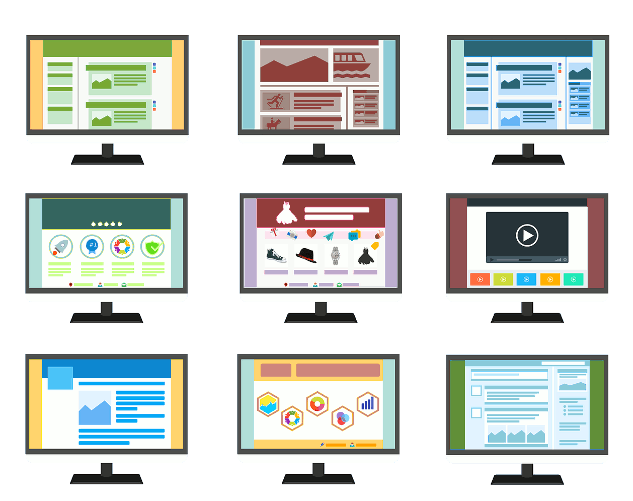 Animation of screens showing different designs